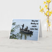誕生日魚釣りと息子 カード (黄色い花)