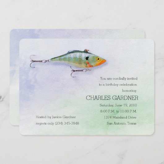 誕生日魚釣りテーマル 招待状 (正面/裏面)
