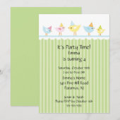 誕生日鳥ちゃん子供の誕生日お知らせカード 招待状 (正面/裏面)