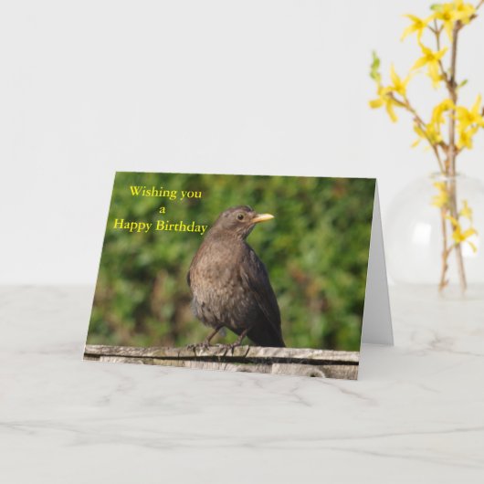 誕生日鳥 カード (黄色い花)
