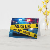 誕生日黄色の犯罪テープとパトカー カード (黄色い花)