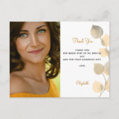 誕生日黄金ユーカリ金ゴールドサンキューカード ポストカード (正面)