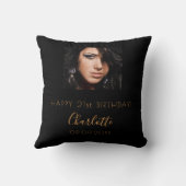 誕生日黒カスタム写真名スクリプト クッション (裏面)