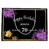 誕生日黒紫フローラ茶パーティー ラージペーパーバッグ (裏面)