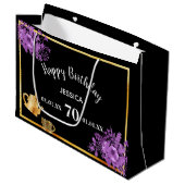 誕生日黒紫フローラ茶パーティー ラージペーパーバッグ (正面アングル)