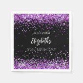 誕生日黒紫色の名前 スタンダードカクテルナプキン (正面)