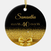 誕生日黒金ゴールドモノグラエレガントム セラミックオーナメント (正面)