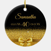 誕生日黒金ゴールドモノグラエレガントム セラミックオーナメント (裏面)
