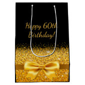 誕生日黒金ゴールドモノグラエレガントム ミディアムペーパーバッグ (裏面)