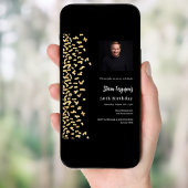 誕生日黒金ゴールド写真 招待状