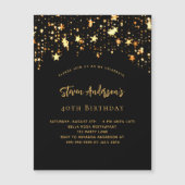 誕生日黒金ゴールド星エレガントパーティー マグネット招待状 (正面)