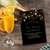 誕生日黒金ゴールド星エレガントパーティー 招待状