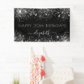 誕生日黒銀グリッターダストモノグラム 横断幕 (インサイチュ)