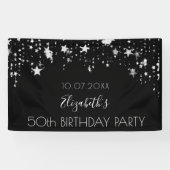 誕生日黒銀星ウェルカム 横断幕 (横)