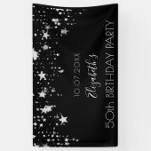 誕生日黒銀星ウェルカム 横断幕 (縦)