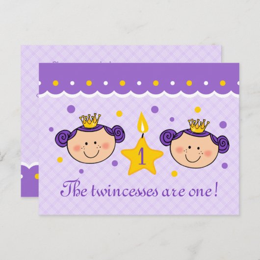 誕生日1回目のツインプレス招待状はがき インビテーションポストカード (正面/裏面)