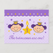 誕生日1回目のツインプレス招待状はがき インビテーションポストカード (正面)