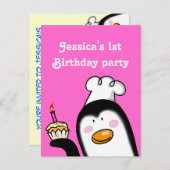 誕生日1回目のパーティーパーソナライズされた招待状 インビテーションポストカード (正面/裏面)