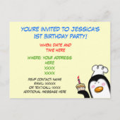 誕生日1回目のパーティーパーソナライズされた招待状 インビテーションポストカード (裏面)