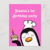 誕生日1回目のパーティーパーソナライズされた招待状 インビテーションポストカード (正面)