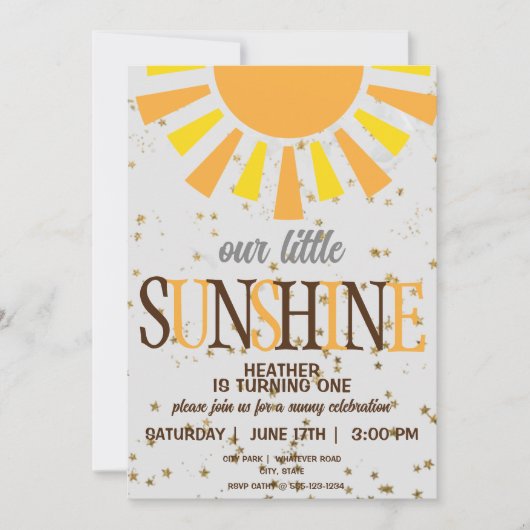 誕生日1回目のパーティー カスタム 招待状 (正面)