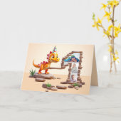 誕生日1回目のビッグナンバー写真 | ディノリトルドラゴン カード (黄色い花)