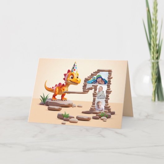 誕生日1回目のビッグナンバー写真 | ディノリトルドラゴン カード (正面)