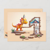 誕生日1回目のビッグナンバー写真 | ドラゴンリトルディノ ポストカード (正面/裏面)