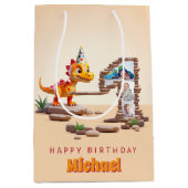 誕生日1回目のビッグナンバー写真 | リトルディノドラゴン ミディアムペーパーバッグ (正面)