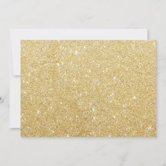 誕生日1回目の金ゴールドグリッターと青い写真 招待状 (裏面)