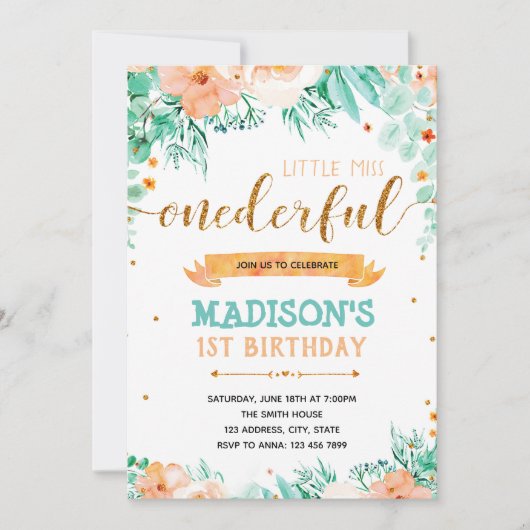 誕生日1日の招待 招待状 (正面)