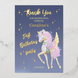 誕生日1歳のフラットな感謝カード。 箔招待状