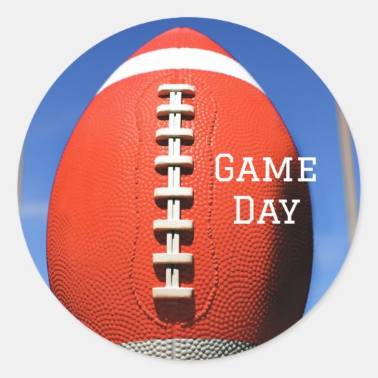 誕生日10代のゴールポストオレンジフットボール ラウンドシール (正面)