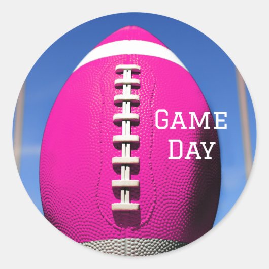 誕生日10代のゴールポストピンクフットボール ラウンドシール (正面)