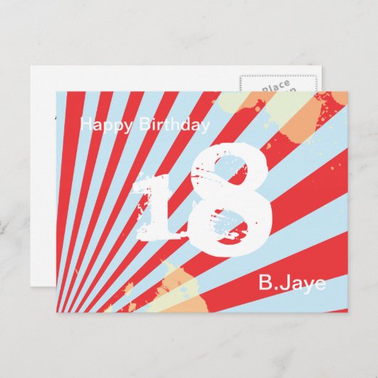 誕生日10代のパーティー招待状/サンキュー | ポストカード (正面/裏面)