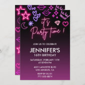 誕生日10代の16th誕生日グリッタースパークリー 招待状 (正面/裏面)