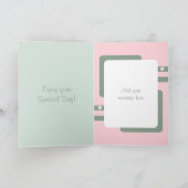 誕生日100回目のフローラピンク・グリーン カード (内部)