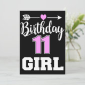 誕生日11の女の子の誕生日のTシャツ 案内状 (スタンド正面)