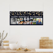 誕生日12フォト金ゴールドストリーマカスタムーの色 ポスター (キッチン)