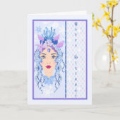 誕生日13年間。ブルーの老娘 カード (黄色い花)