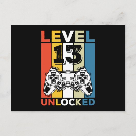 誕生日13番目のレベルのロック解除された13ゲームヴィンテージ シーズンポストカード (正面)
