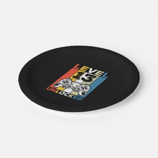 誕生日13番目のレベルのロック解除された13ゲームヴィンテージ ペーパープレート (アングル)