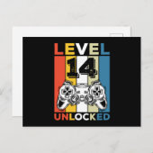 誕生日14番目のレベルのロック解除された14ゲームヴィンテージ シーズンポストカード (正面/裏面)