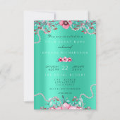 誕生日16ブライダルフローラフォーマルパールズミントピンク 招待状 (正面)