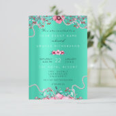 誕生日16ブライダルフローラフォーマルパールズミントピンク 招待状 (スタンド正面)