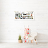 誕生日19フォトコラージュ金ゴールド紙吹雪カスタム 横断幕 (インサイチュ)