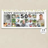 誕生日19フォトコラージュ金ゴールド紙吹雪カスタム 横断幕