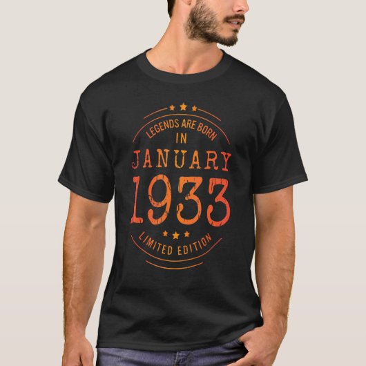 誕生日1933年1月中古伝説 Tシャツ (正面)
