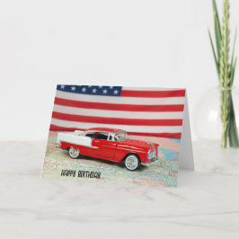 誕生日1955 Chevy Car On a Road Map カード