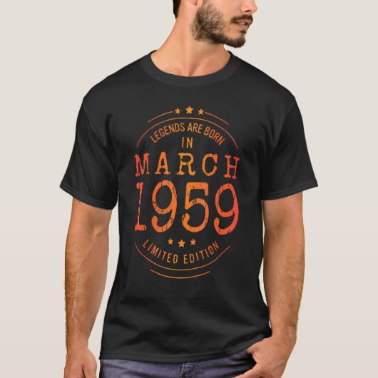 誕生日1959年3月中古伝説 Tシャツ (正面)